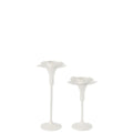 J-Line Set De 2 Bougeoirs Oldies Métal Blanc