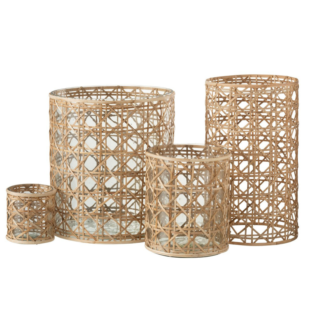 Lanterne J-Line Candice Breed - verre/roseau - naturel