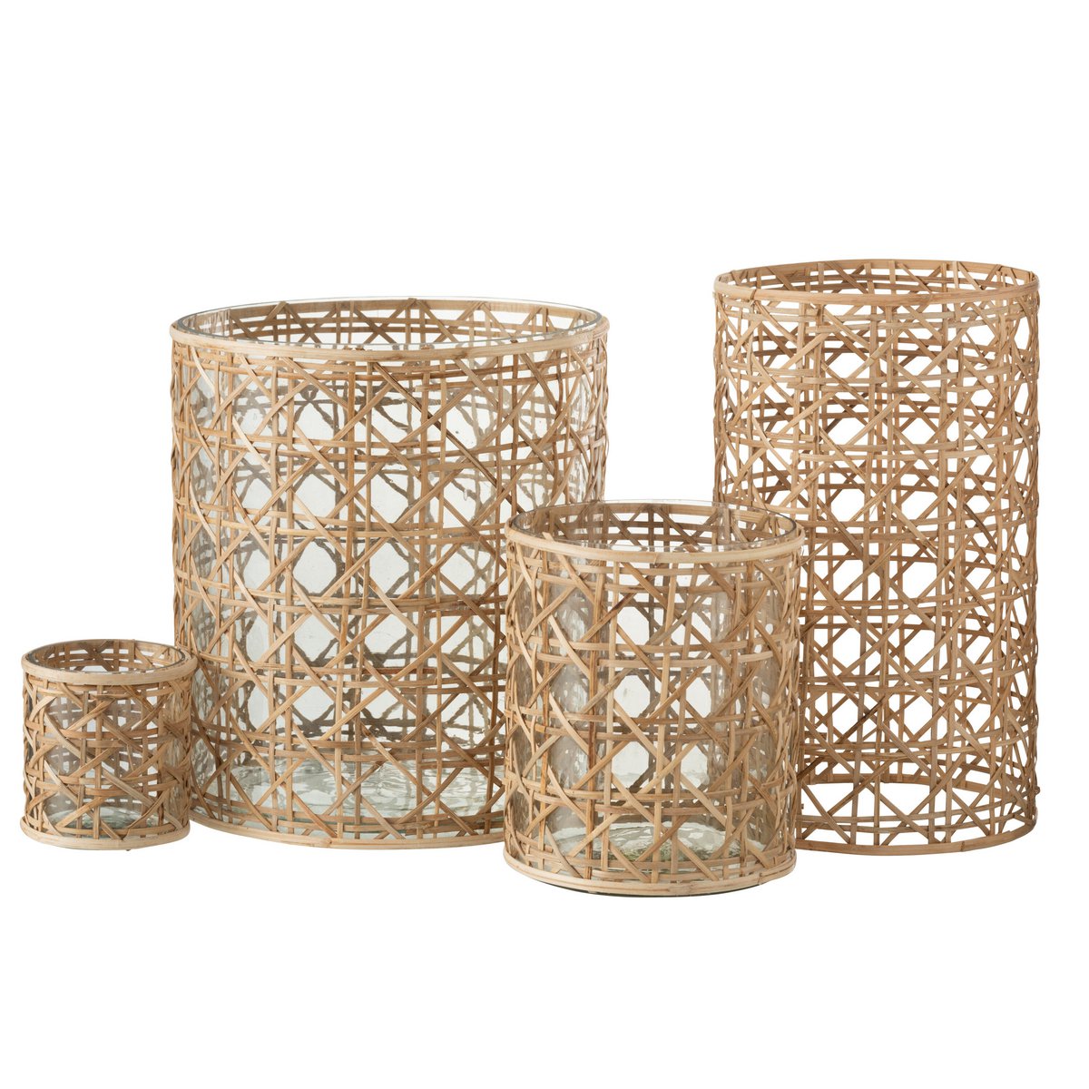 Lanterne J-Line Candice Breed - verre/roseau - naturel