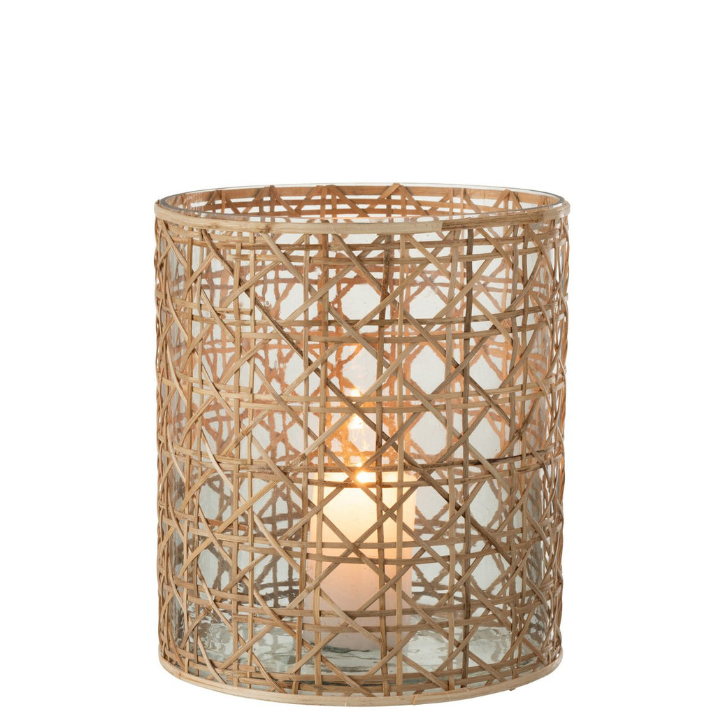 Lanterne J-Line Candice Breed - verre/roseau - naturel