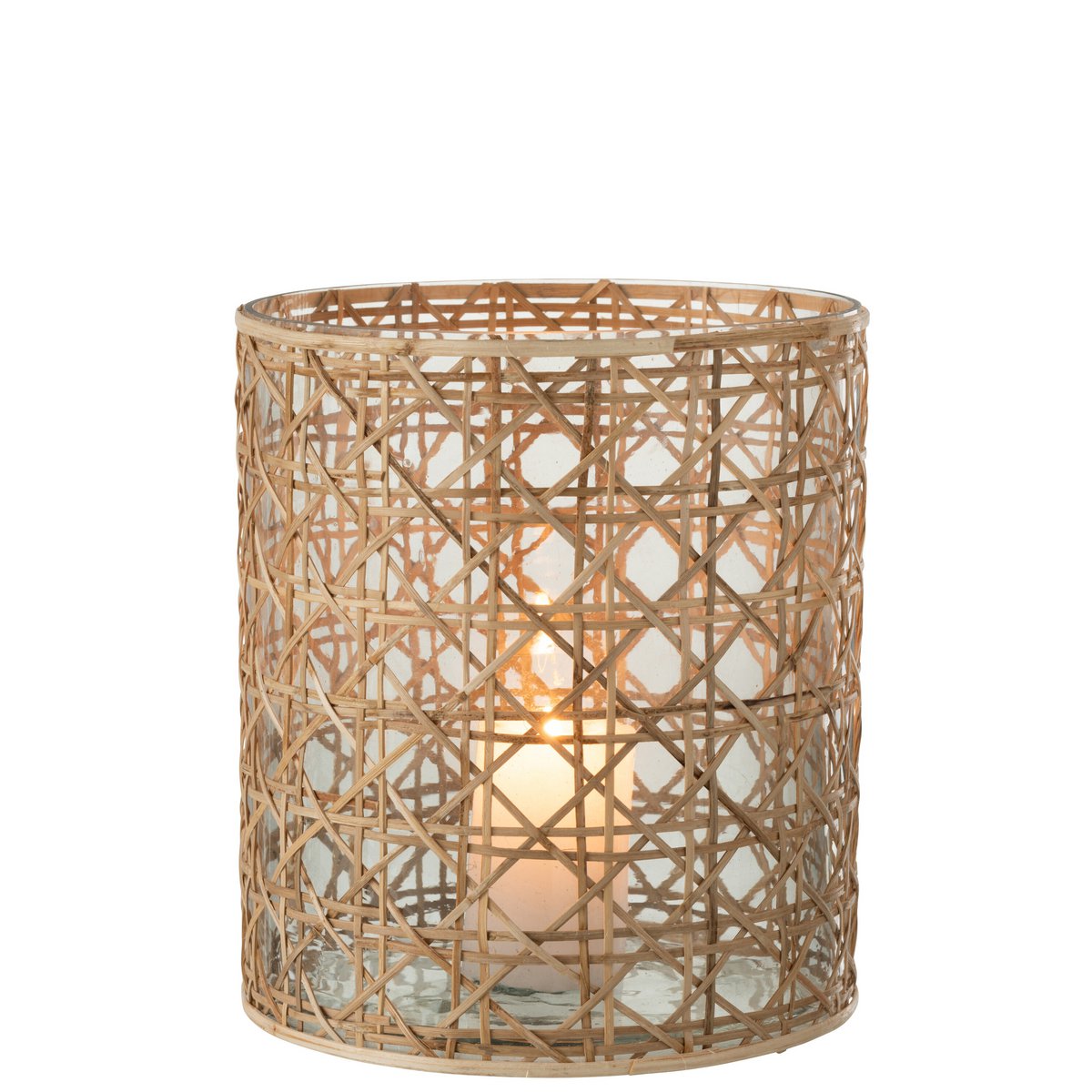 Lanterne J-Line Candice Breed - verre/roseau - naturel
