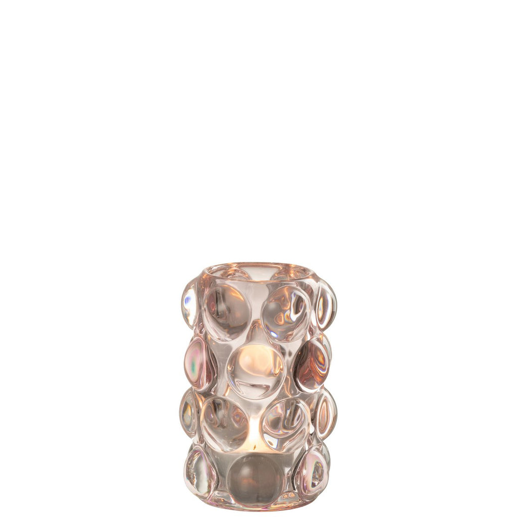Bougeoir J-Line - photophore Bollie - verre - rose