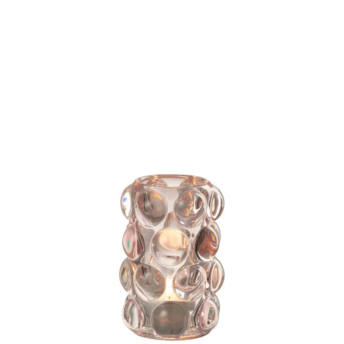 Bougeoir J-Line - photophore Bollie - verre - rose