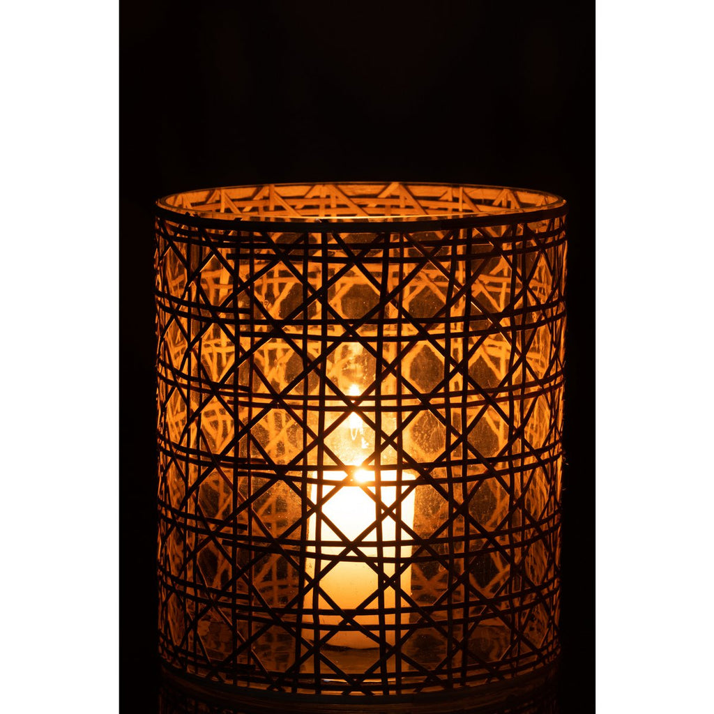 Lanterne J-Line Candice Breed - verre/roseau - naturel