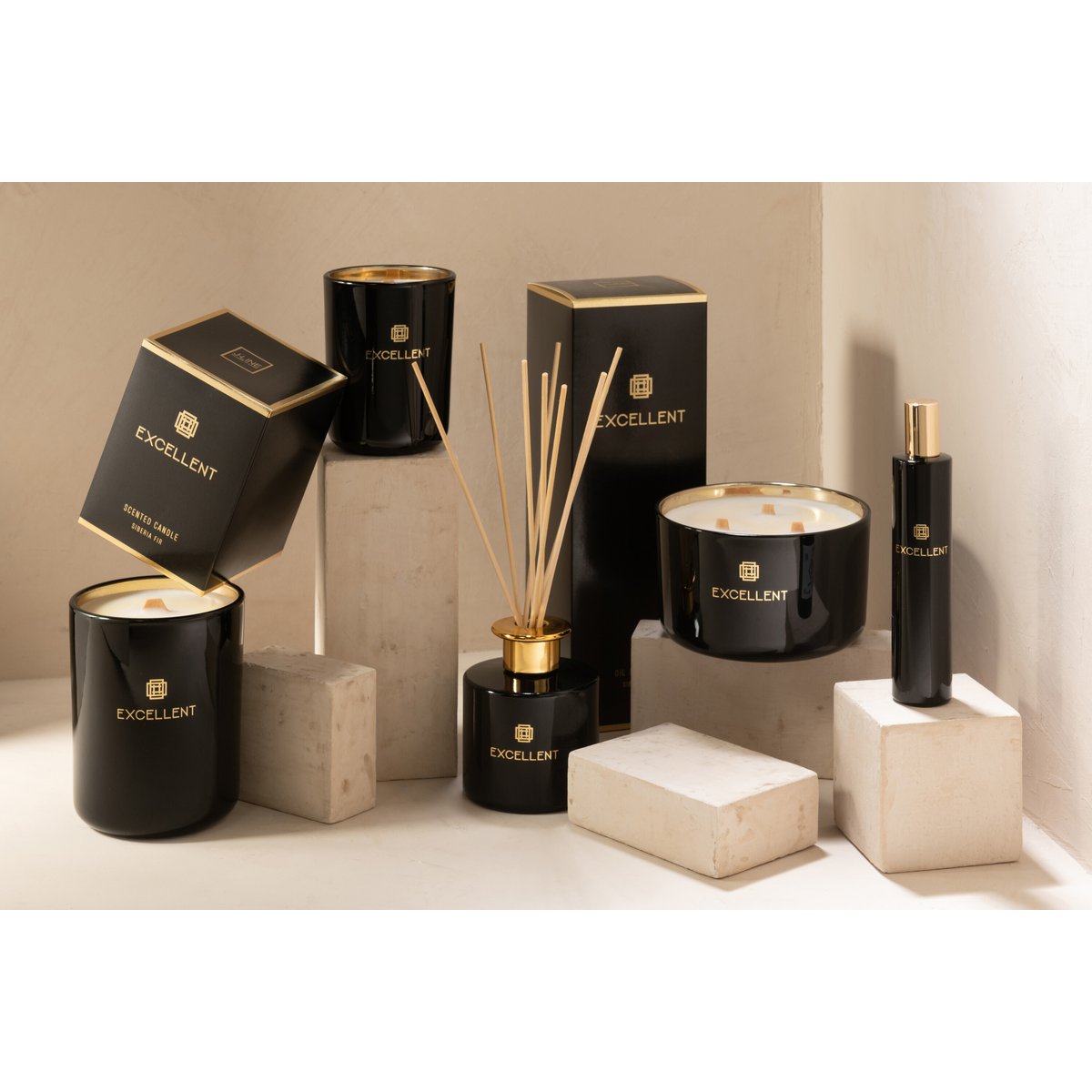 Bâtonnets parfumés J-Line Excellent - Sapin de Sibérie - verre - noir