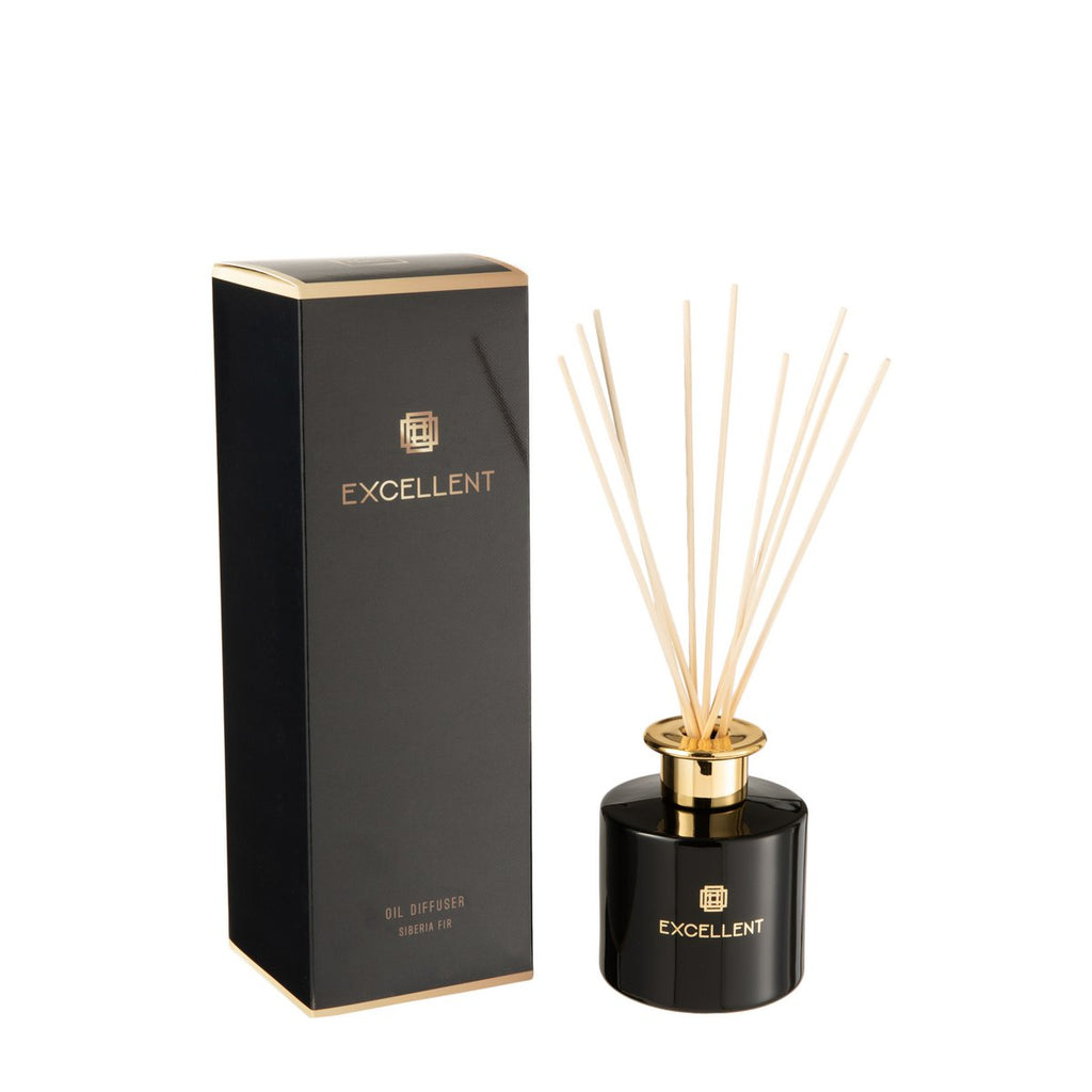 Bâtonnets parfumés J-Line Excellent - Sapin de Sibérie - verre - noir