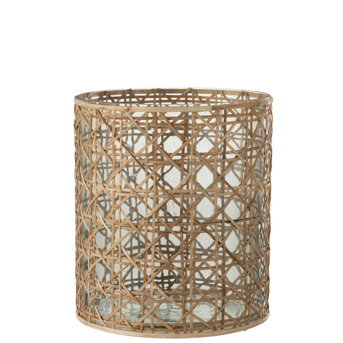 Lanterne J-Line Candice Breed - verre/roseau - naturel