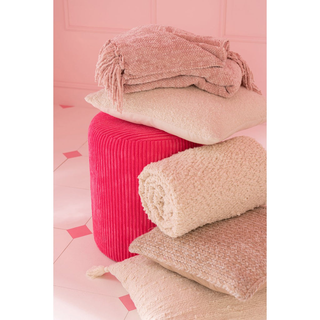 Tabouret J-Line Fourrure - bois - fuschia