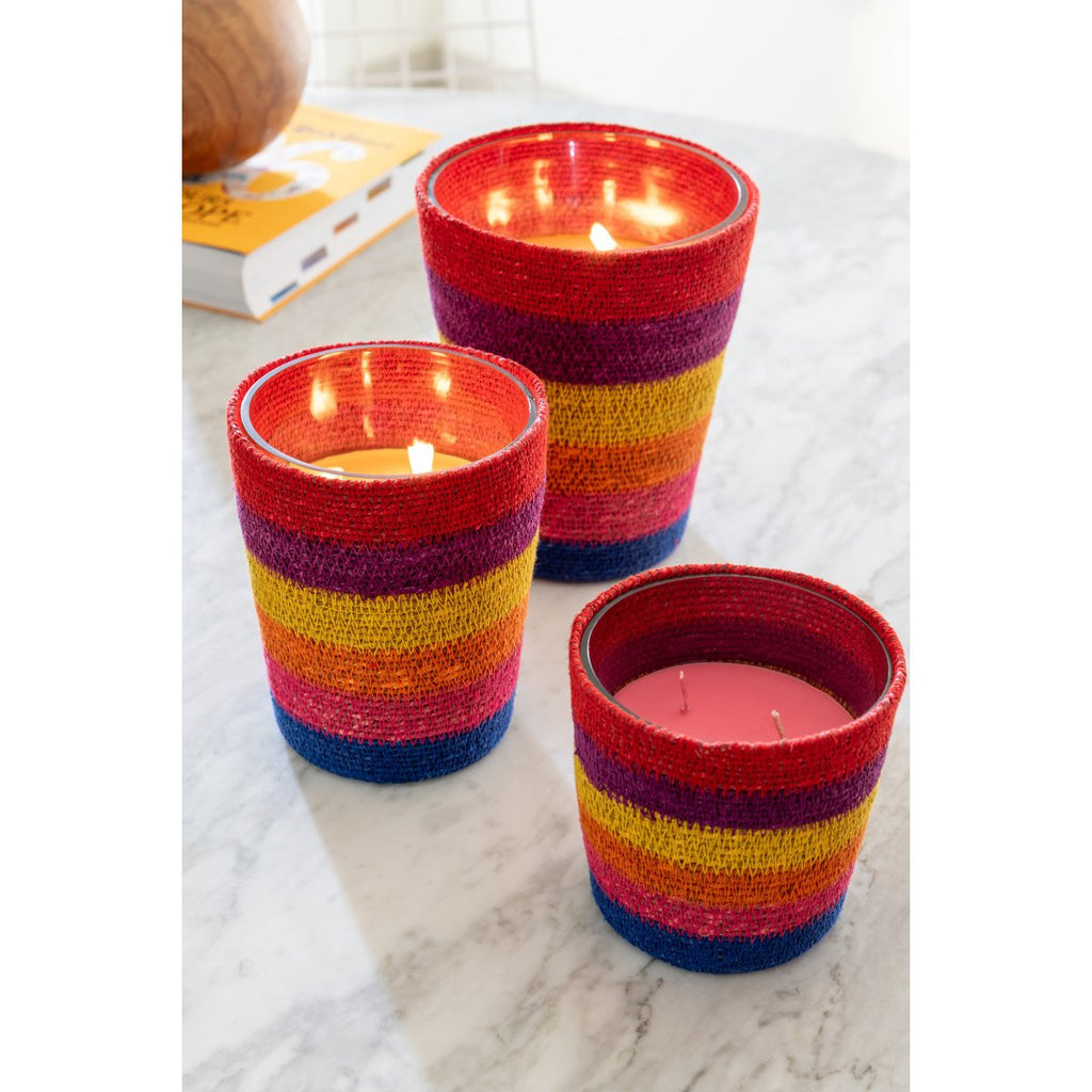 Panier à bougies parfumées J-Line - Woody Aurora - verre - mix - moyen - 55U