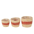J-Line Lot de 3 Paniers Stripe Corn Naturel/Rouge