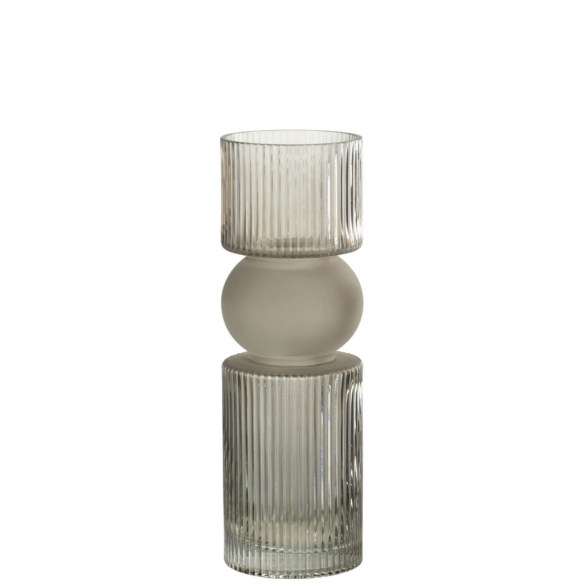 J-Line Vase/Bougeoir Candy Glass Gris Moyen