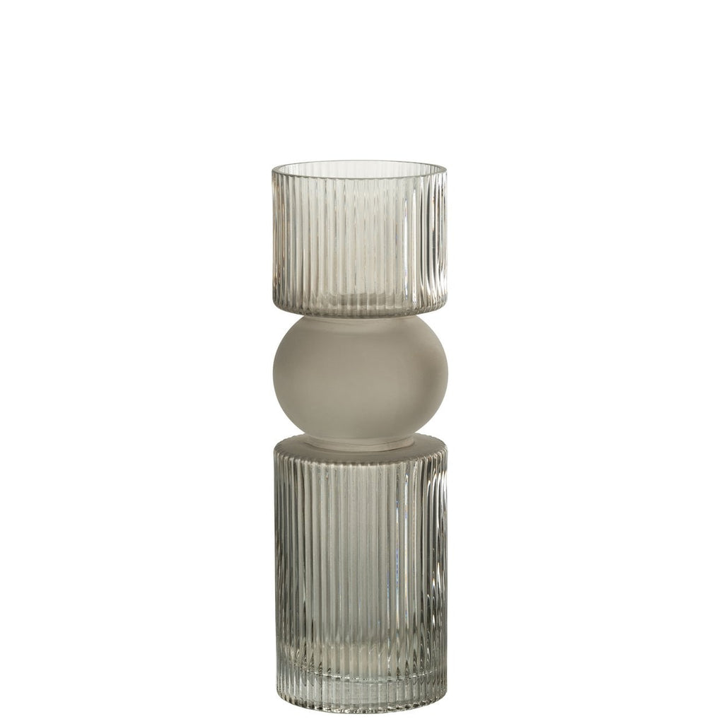 J-Line Vase/Bougeoir Candy Glass Gris Moyen