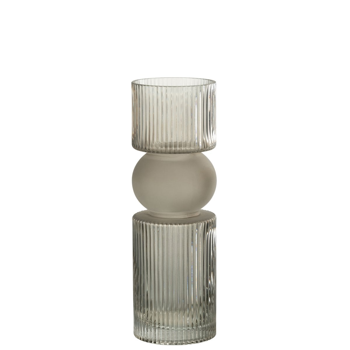 J-Line Vase/Bougeoir Candy Glass Gris Moyen