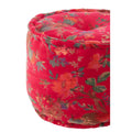 Pouf j-line autour des oiseaux / fleurs en coton en velours rose