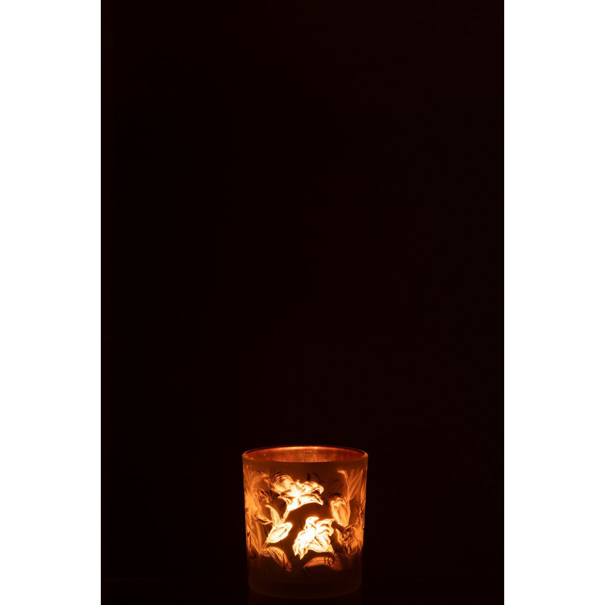 Lanterne J-Line Flowers - verre - blanc/rouge/or - petite