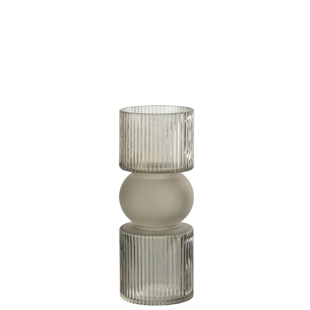 J-Line Vase/Bougeoir Candy Glass Gris Petit