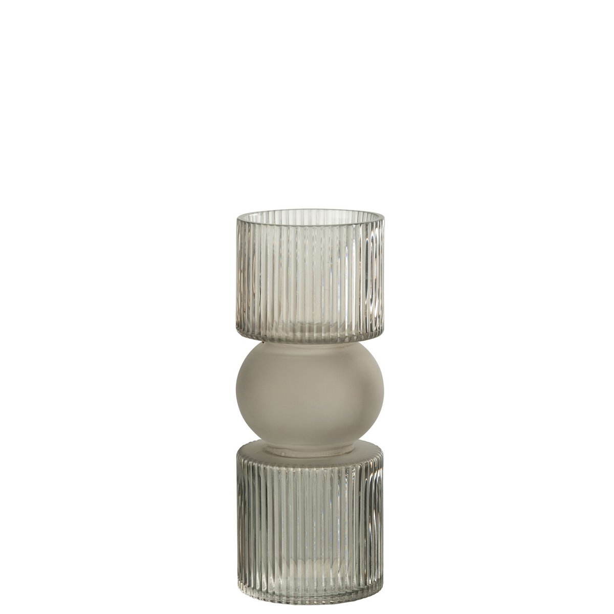 J-Line Vase/Bougeoir Candy Glass Gris Petit