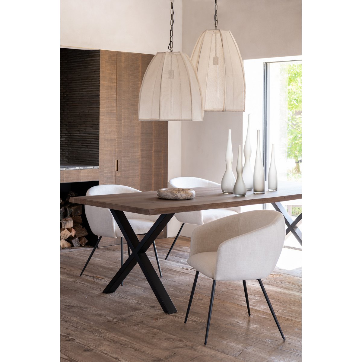 J-Line Chaise Wales Acier/Mousse Ivoire