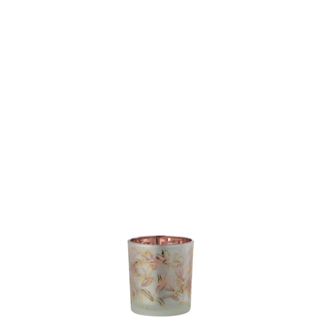 Lanterne J-Line Flowers - verre - blanc/rouge/or - petite