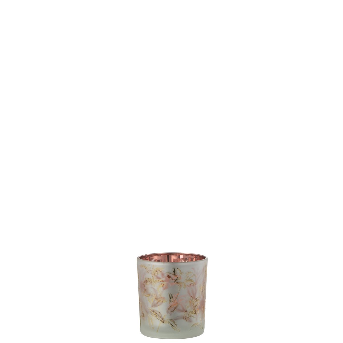 Lanterne J-Line Flowers - verre - blanc/rouge/or - petite