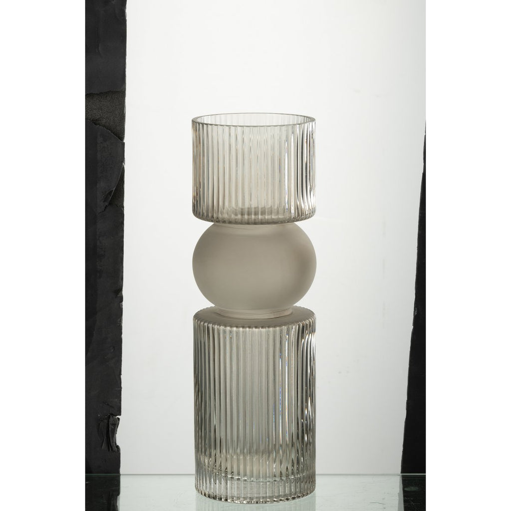 J-Line Vase/Bougeoir Candy Glass Gris Moyen