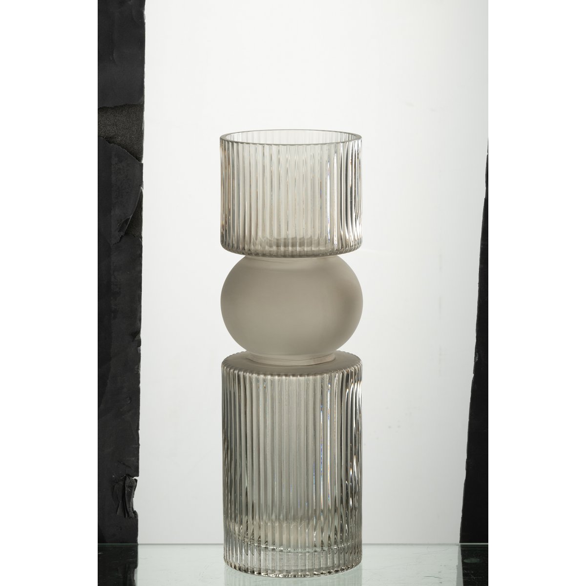 J-Line Vase/Bougeoir Candy Glass Gris Moyen