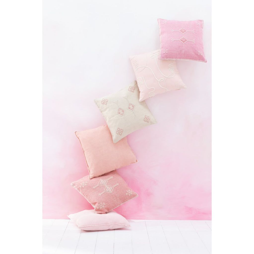 Coussin J-Line Diamants + Flèches - coton - rose