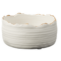 J -line Flowerpot Low - Porcelaine - White / Gold - Small - Ø 13,5 cm