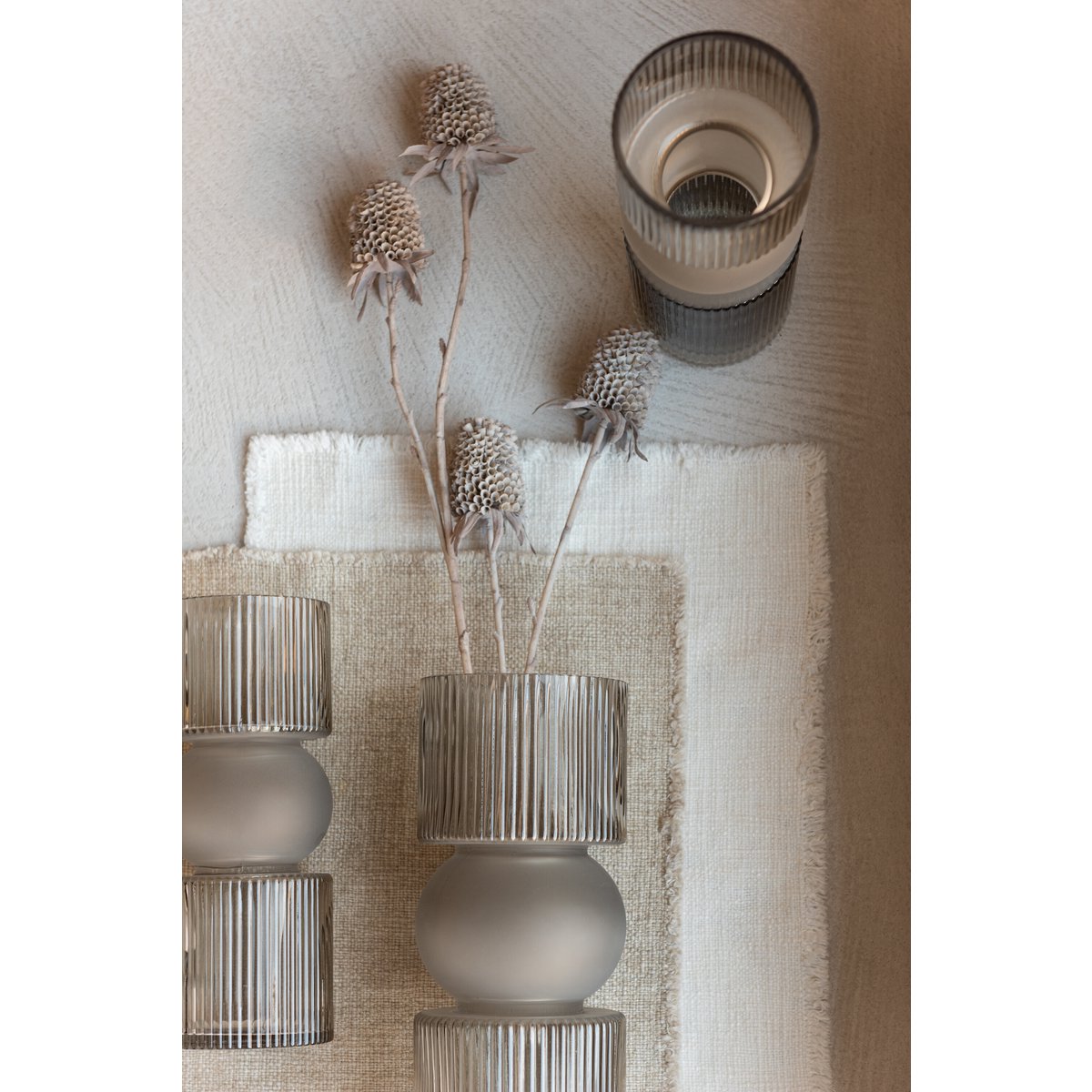 J-Line Vase/Bougeoir Candy Glass Gris Petit