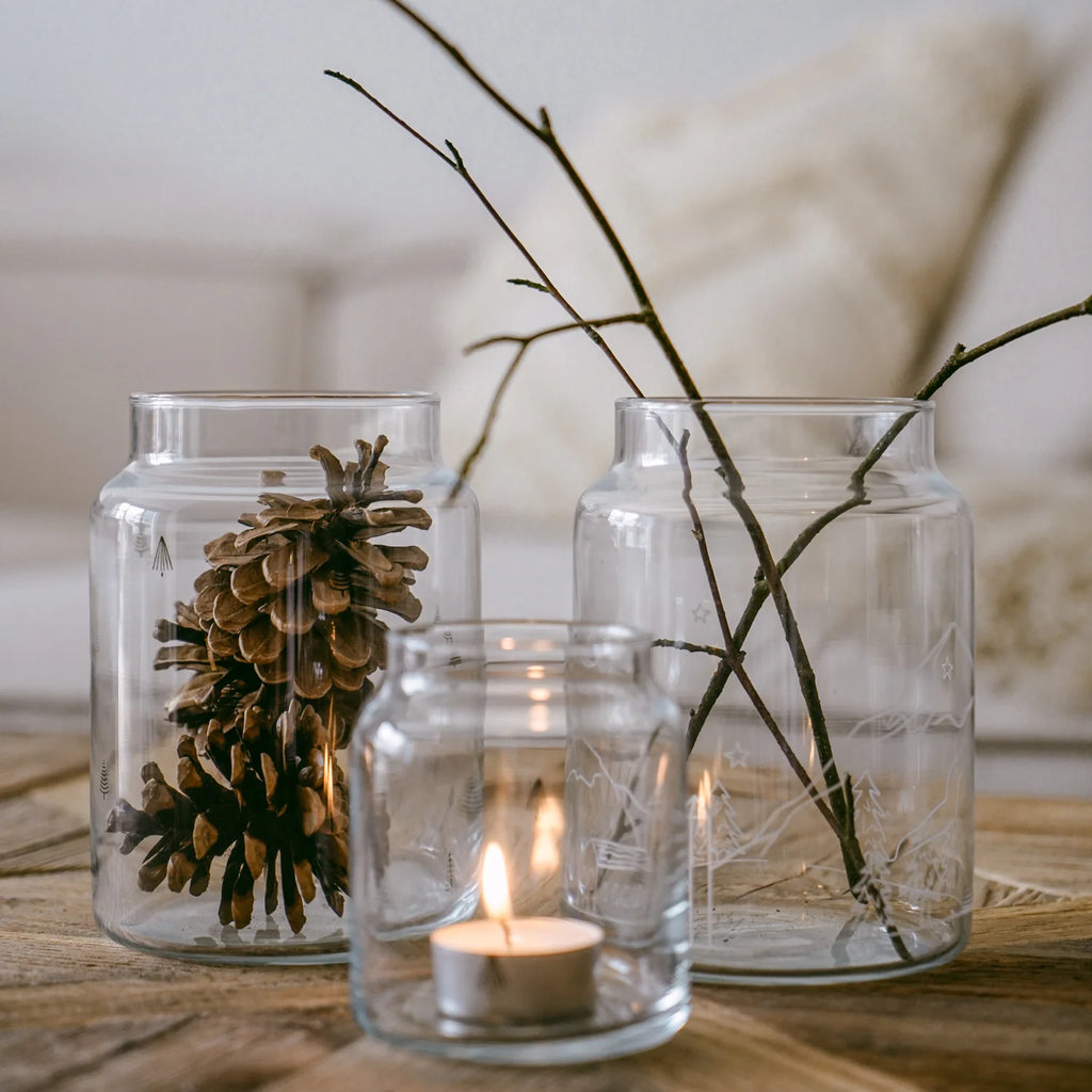 Vase en verre motif Sapin