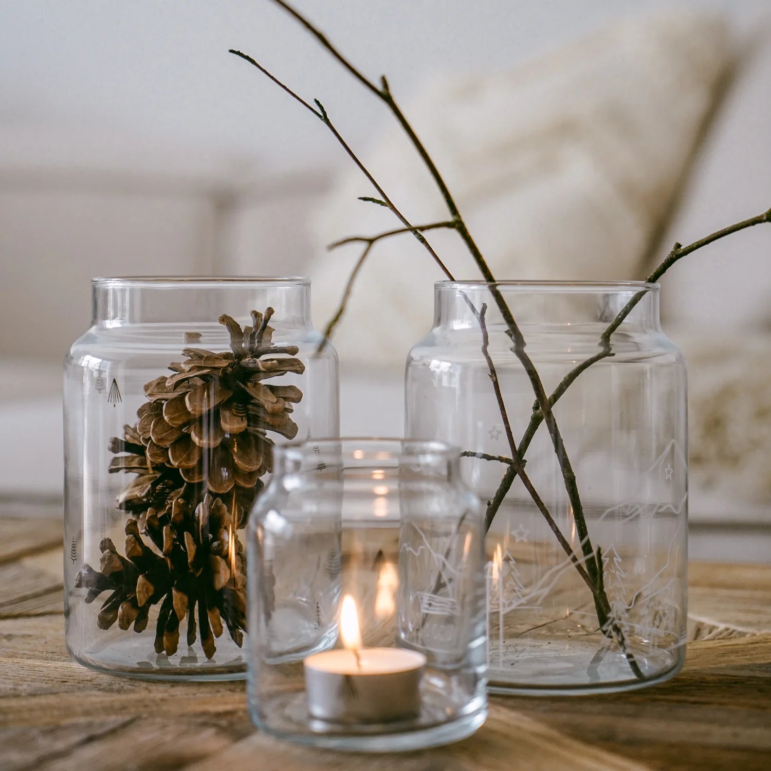 Vase en verre motif Sapin