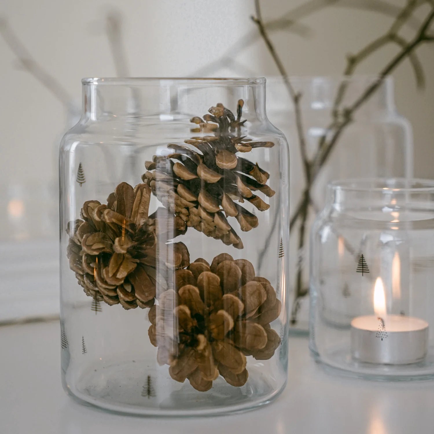 Vase en verre motif Sapin