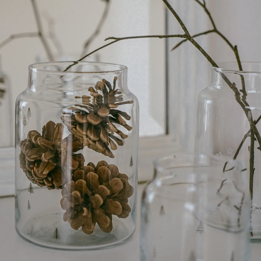 Vase en verre motif Sapin